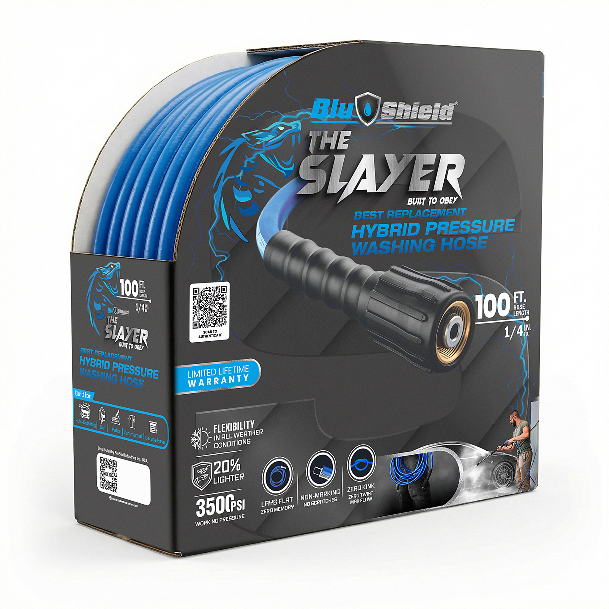 Blu Shield The Slayer Hybrid Pressure Washing Hose 1/4" X 100'